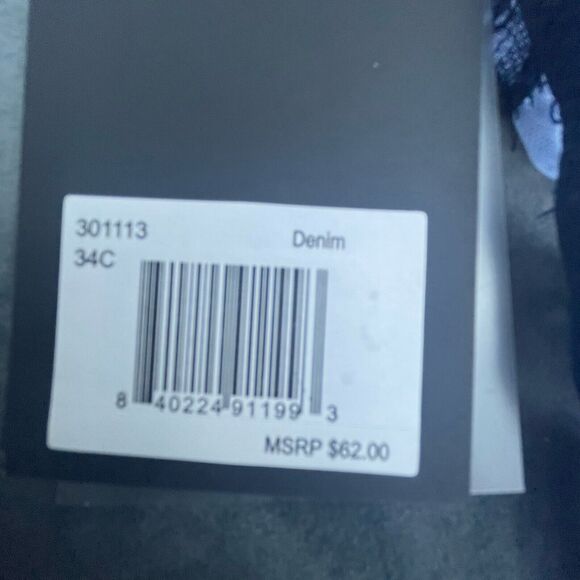 Thistle and Spire Bra Womens 34C Denim Racerback Lace Strappy Sheer Revolve - Picture 4 of 4